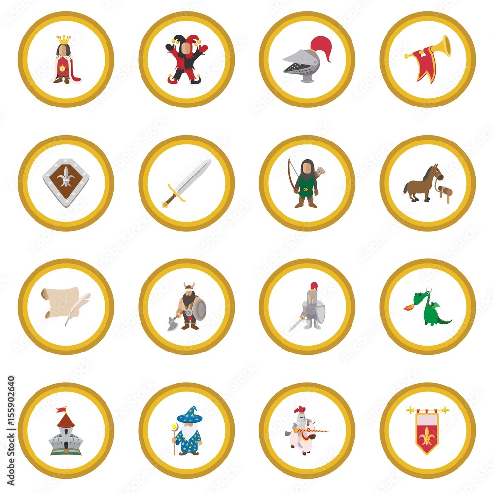 Medieval cartoon icon circle Medieval cartoon icon circle