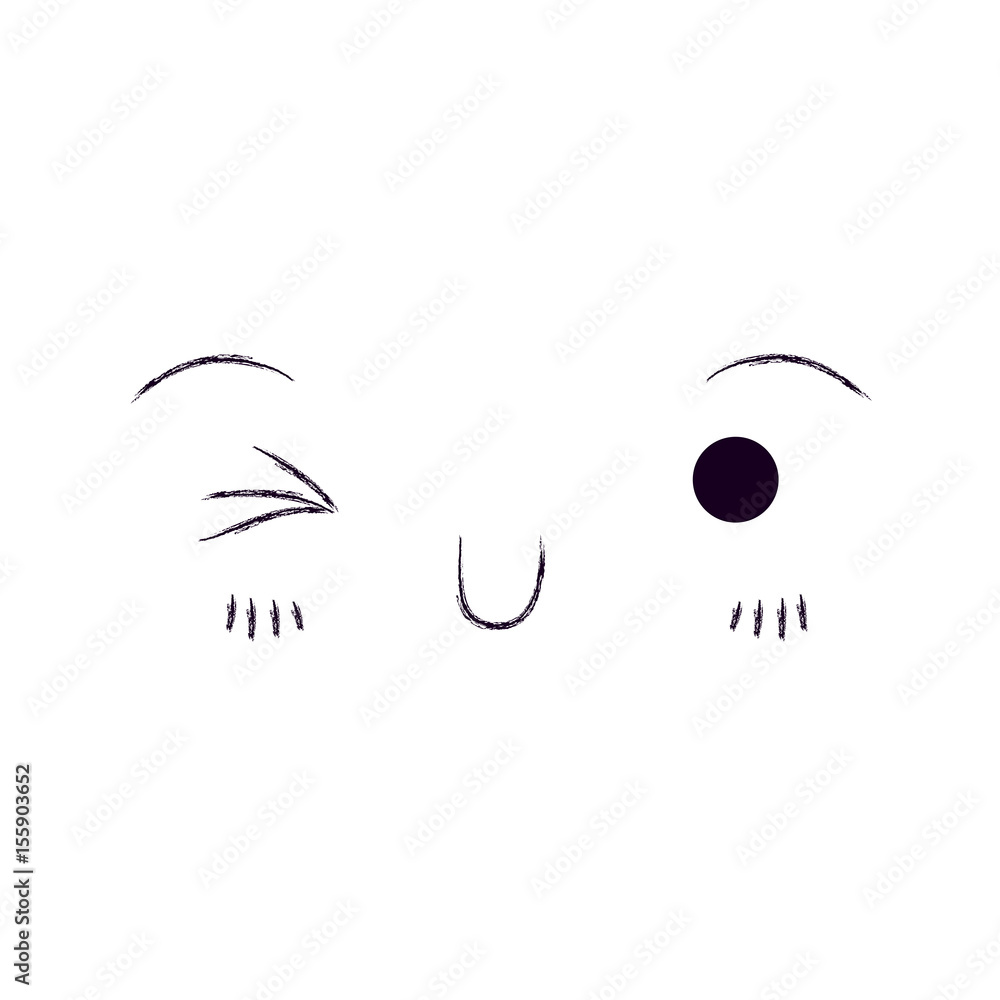 monochrome blurred silhouette of facial expression kawaii wink eye vector illustration monochrome blurred silhouette of facial expression kawaii wink eye vector illustration