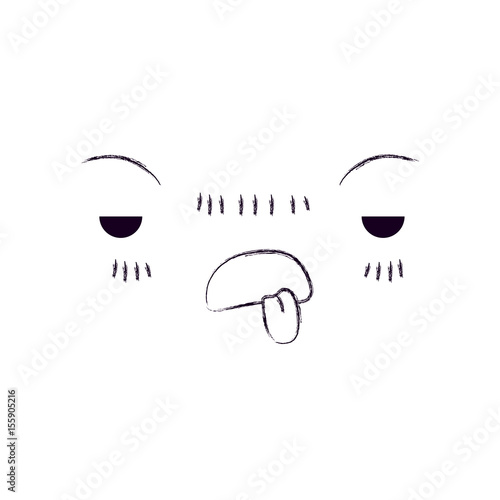monochrome blurred silhouette of facial expression unpleasant kawaii vector illustration