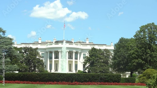 The White House in Washington DC beautiful day closeup of the lawn - Presidential residence  - President 