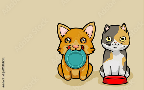 Vector illustration  Corgi and Cat  need them food cartoon style