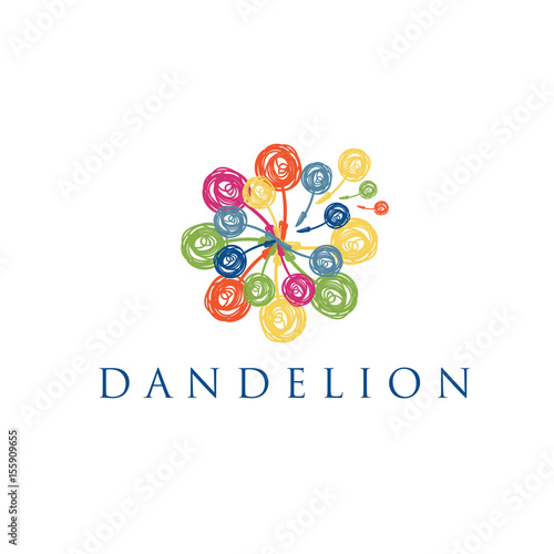 Illustration of concept logo of dandelion. Vector