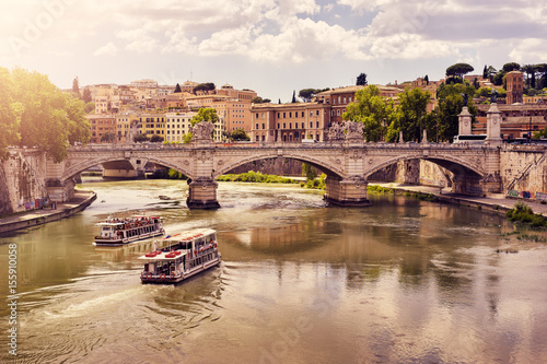 Εκτύπωση καμβά Tevere River in Rome in sunny day