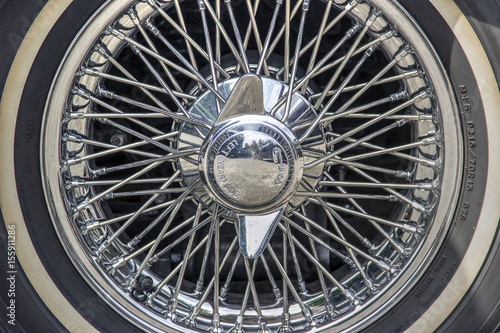 Wire wheel of classic mid-20th century sports car photo