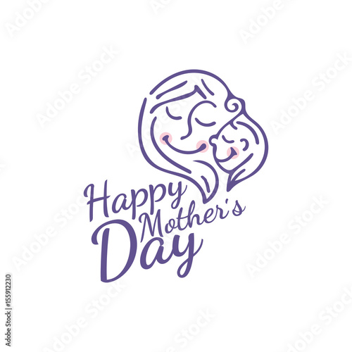 Illustration for Happy Mother Day congratulation card.Vector