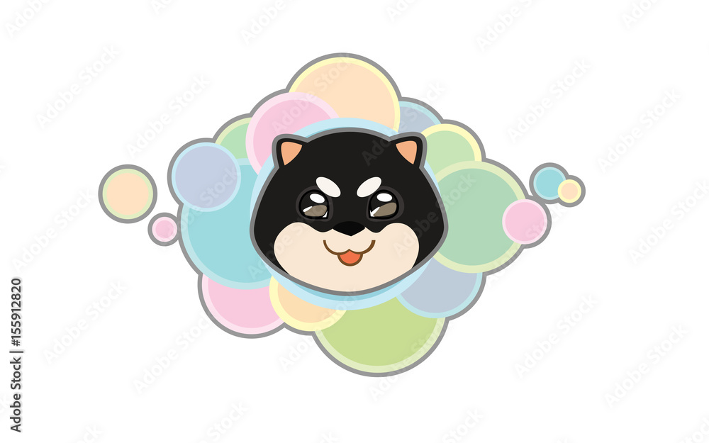 Vector illustration Dog 's head, shiba inu in cartoon style Vector illustration Dog 's head, shiba inu in cartoon style