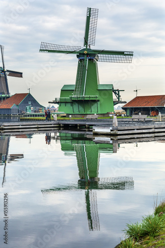 Wooden Windmills Zaanse Schans Village Holland Netherlands photo