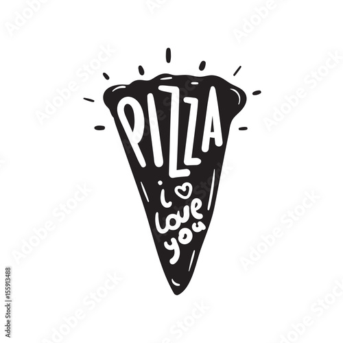 Abstract pizza slice with text. vector illustration