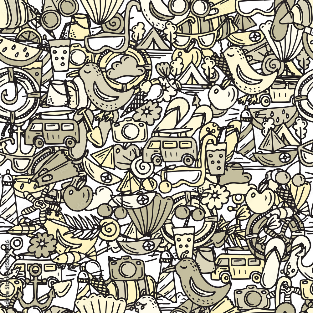 Obraz premium Seamless pattern for summer time theme. Vector illustration