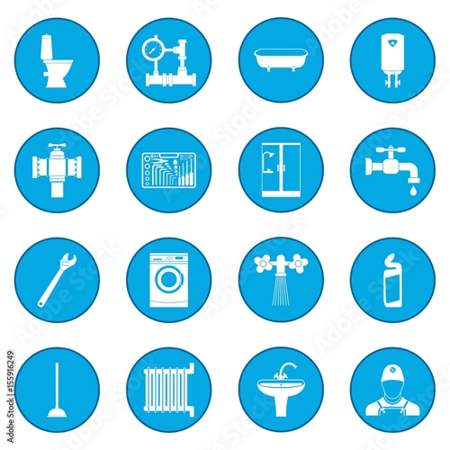 Sanitary engineering icon blue
