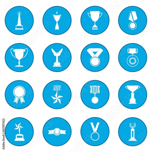 Trophy and awards icon blue