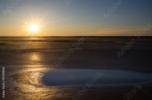Sunset on the salt lake