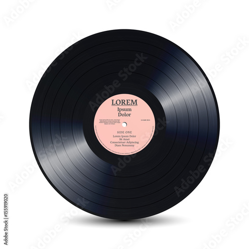 Vinyl Disc Mock Up Vector. Realistic Blank Isolated On White. Plate For DJ Scratch. Vector Illustration.