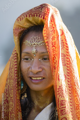 Sirena Sabiha dancing with a fan at dawn in Pokhara, Nepal. was born in the Philippines photo