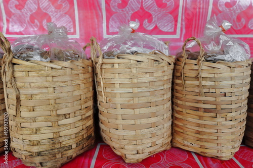 Dried fish-woven bamboo baskets-Ban Tha Heua village. Vientiane province-Laos. 4752 photo