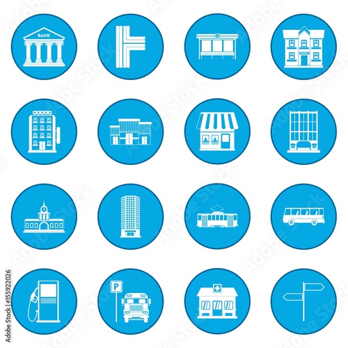 Infrastructure set icon blue