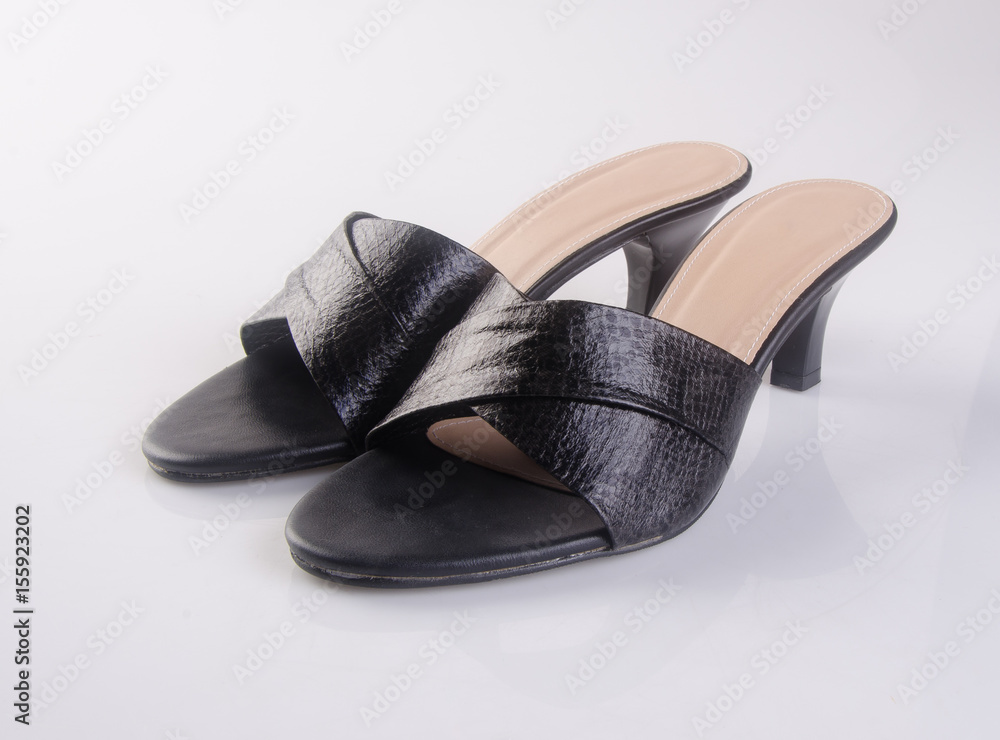 Fototapeta premium shoe or black color lady shoes on a background.