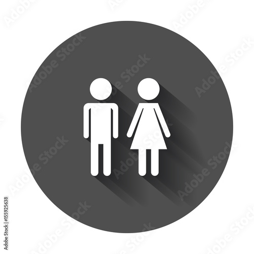 Vector man and woman icon. Modern flat pictogram. Simple flat symbol with long shadow.