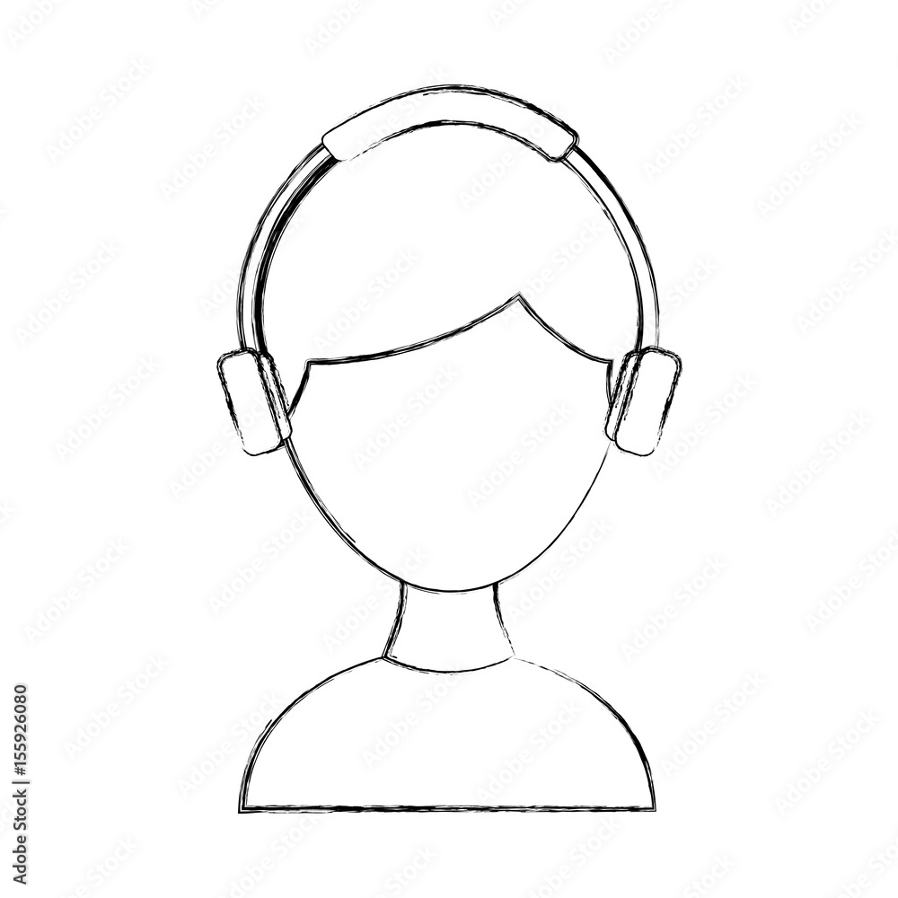 young man with earphone vector illustration design
