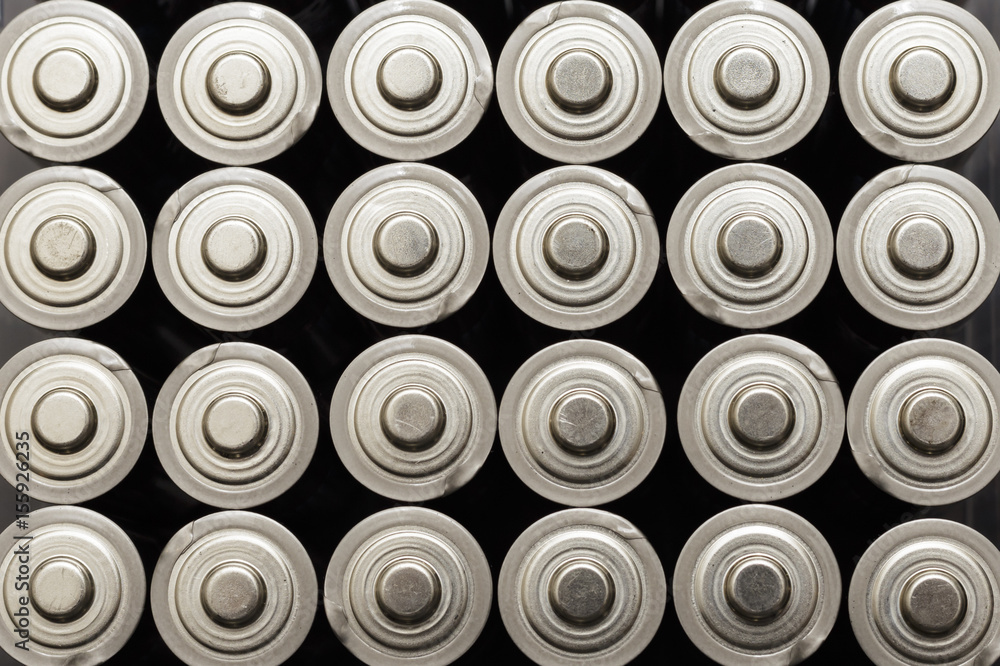 perfect rows of AA batteries perfect rows of AA batteries