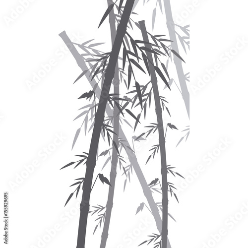 Fototapeta Naklejka Na Ścianę i Meble -  bamboo forest set. spa nature. plant tree with leaves. vector illustration