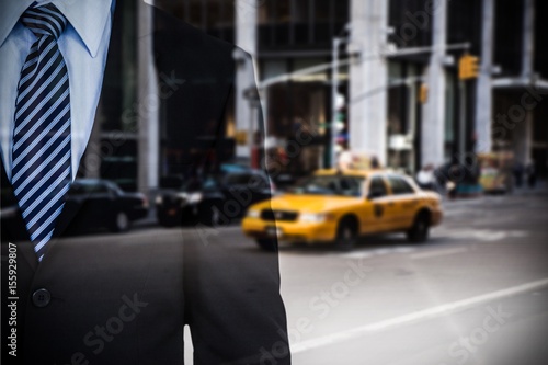 Composite image of mid section of well dressed businessman 