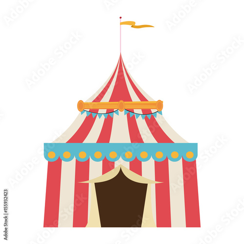 circus tent tops. red and white stripes flag on top vector illustration