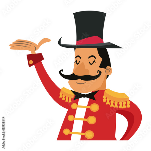 cartoon host man circus festival vector illustration