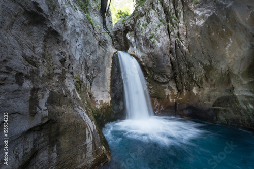 Waterfall in mountain Sapadere canyon in Turkey