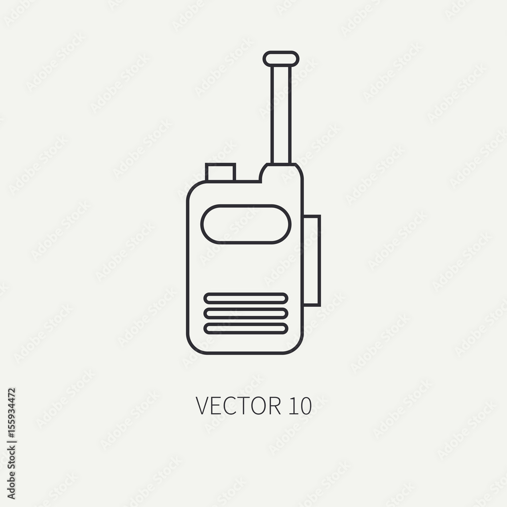 Line flat vector military icon - radio set. Army equipment and weapons. Cartoon style. Army. Assault. Soldiers. Armament. Ammunition. Vector illustration and element for your design and wallpaper. Line flat vector military icon - radio set. Army equipment and weapons. Cartoon style. Army. Assault. Soldiers. Armament. Ammunition. Vector illustration and element for your design and wallpaper.