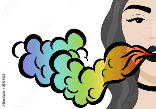 Vector illustration with hipster girl, geek glasses, hat in flat style.