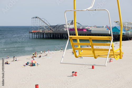 Chair lift and beach at seaside heights, new jersey