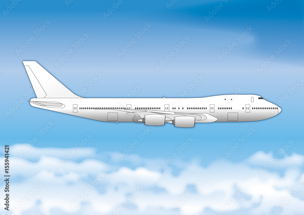 Passenger plane, drawing, illustration
