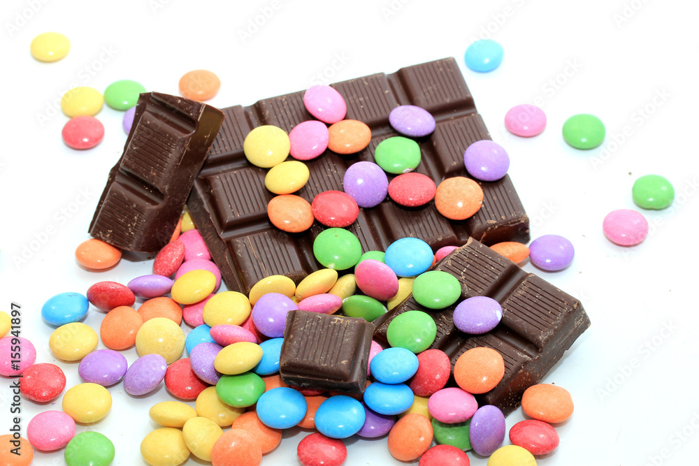 Colorful candies and chocolate Colorful candies and chocolate
