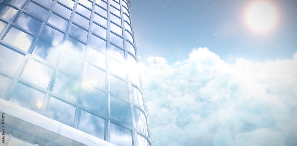 Composite image of low angle view of office building 