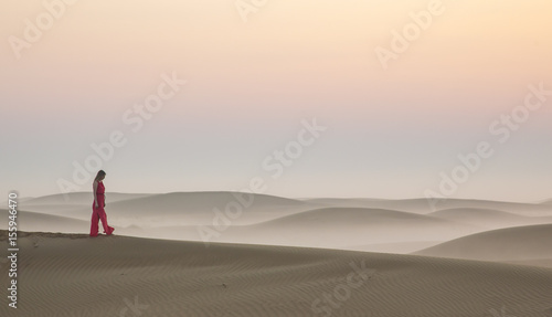 woman in misty desert