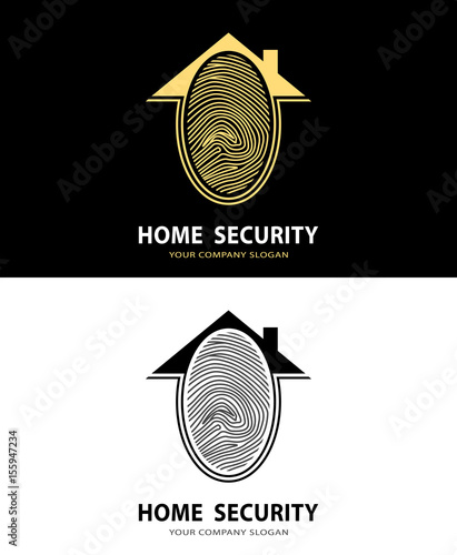 Home Security Fingerprint Logo. Vector illustration.