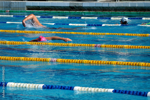 Girl swimmer in the pool