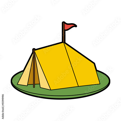 tent on grass icon image vector illustration design 