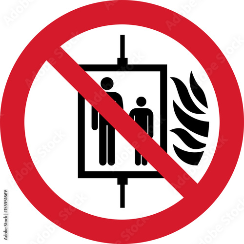 ISO 7010 P020 Do not use lift in the event of fire