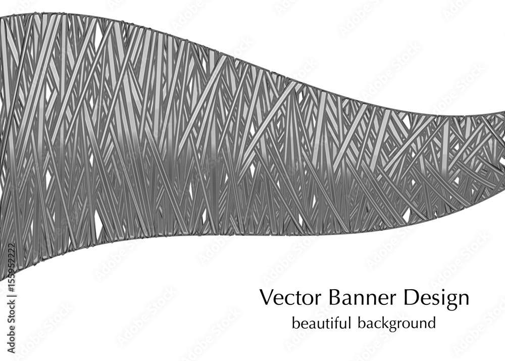 Fototapeta premium Gray banner with lines, vector background design for web