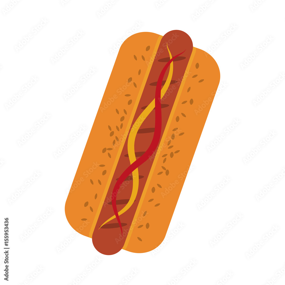 hot dog with condiments fast food icon image vector illustration design 