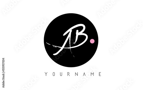 AB Handwritten Brush Letter Logo Design with Black Circle.