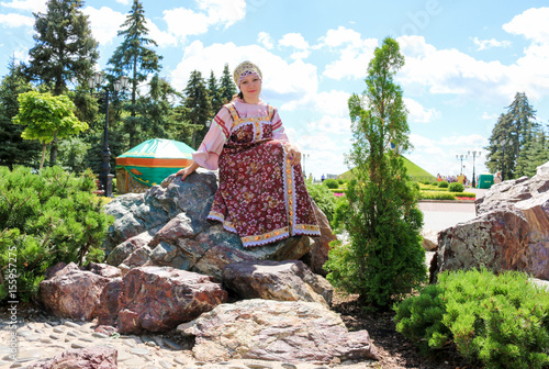 Portrait of woman in Russian folk costume