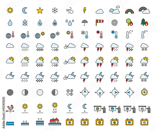 WEATHER FORECAST & METEOROLOGY filled icons