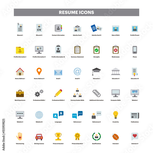 CV & Resumé color flat icons