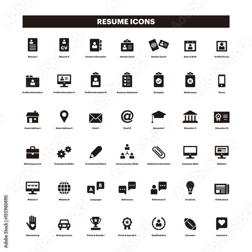 CV & Resumé black solid icons