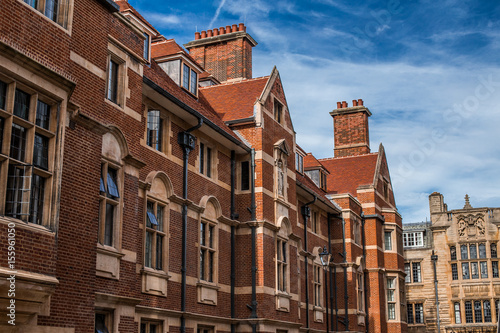 Cambridge red stone medieval buildings