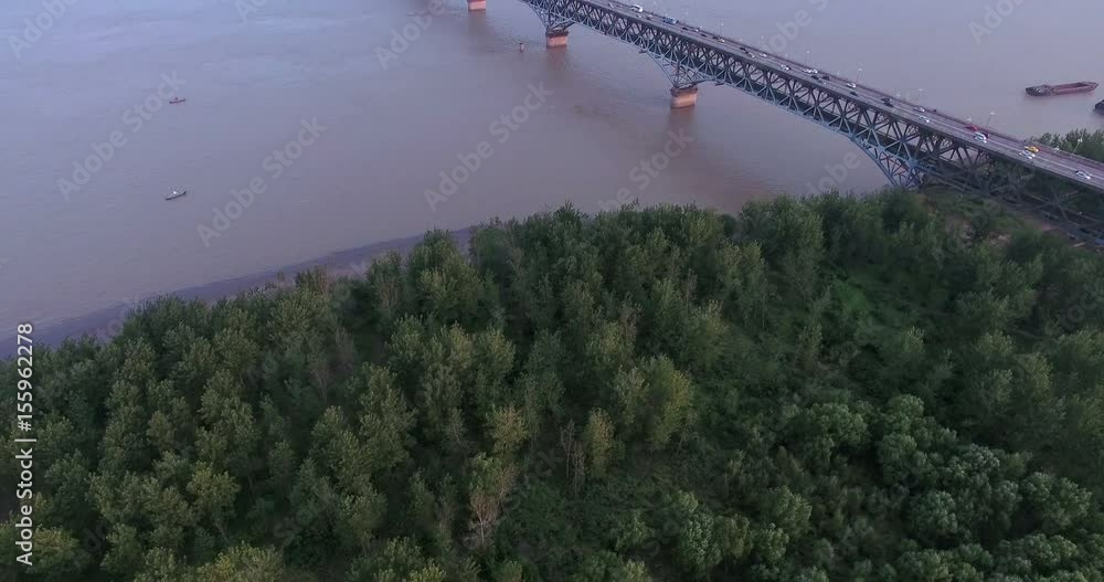 Aerial view of The Nanjing Yangtze River Bridge,china Aerial view of The Nanjing Yangtze River Bridge,china