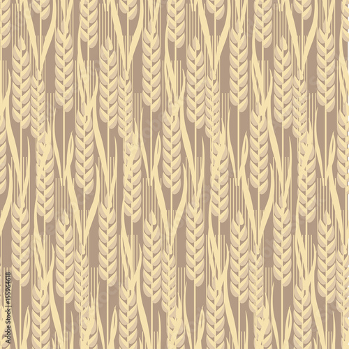 wheat golden grain seamless pattern vector illustration. graphic with decorative spike motif for surface design, wrapping paper, background, print